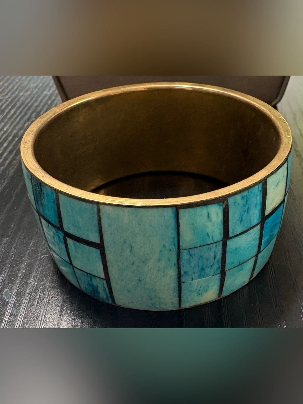 Vintage bohemian-style set in brass bangle bracelet